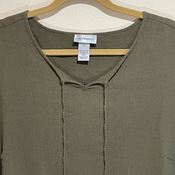 Catherines Green Tassel Boho Blouse Top - Picture 3 of 11